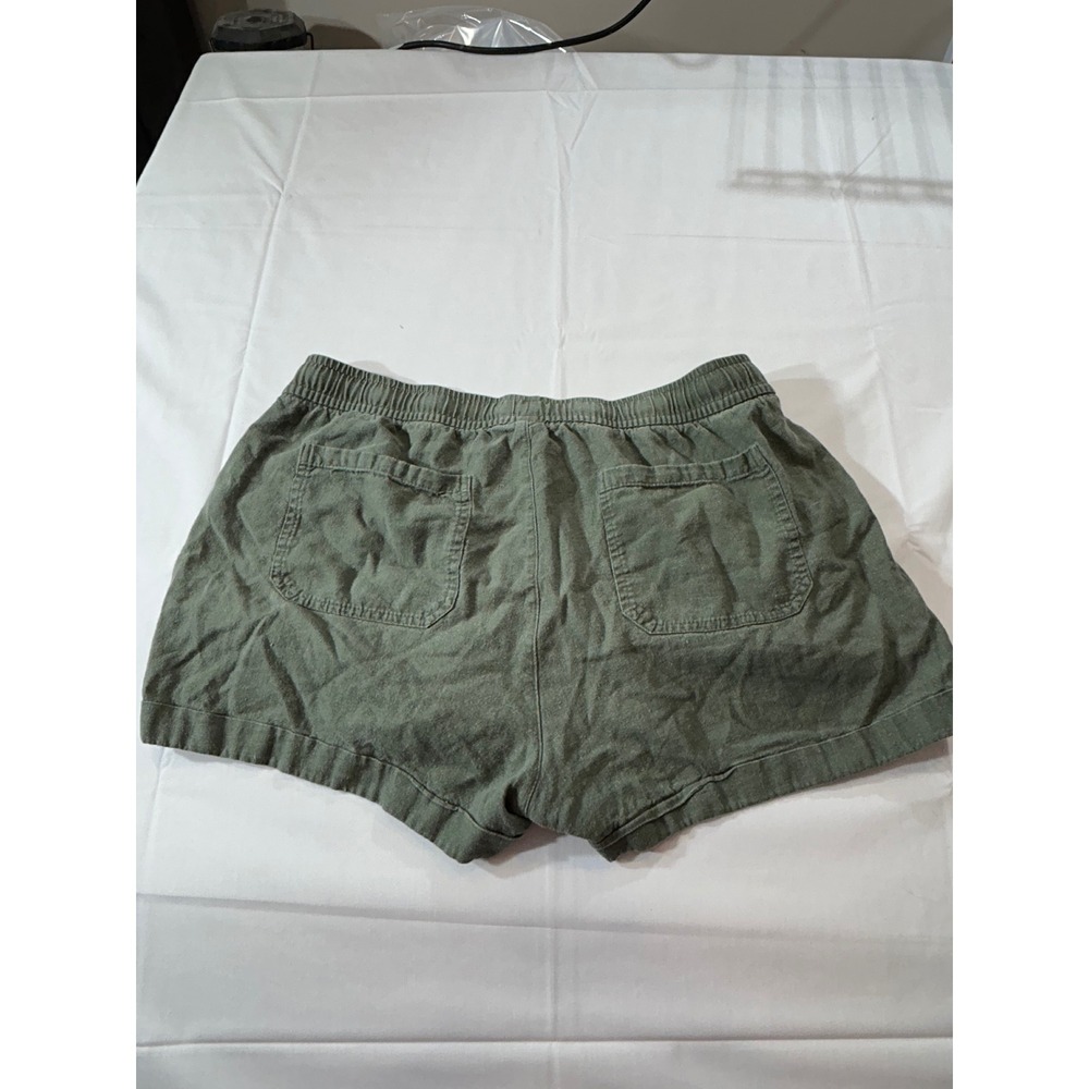 Old Navy Womens Olive Green Linen Blend Pull On Elastic Waist Shorts Size L